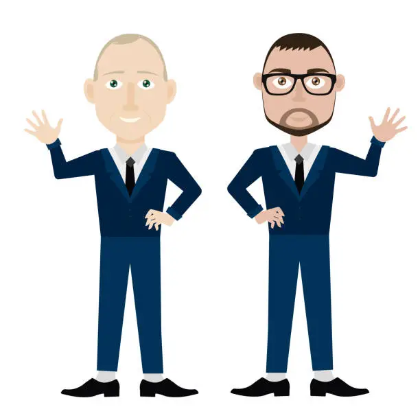 Vector illustration of Office workers men in formal suits