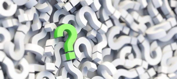 istock Green question mark on a background of white signs, FAQ Concept 1306716759