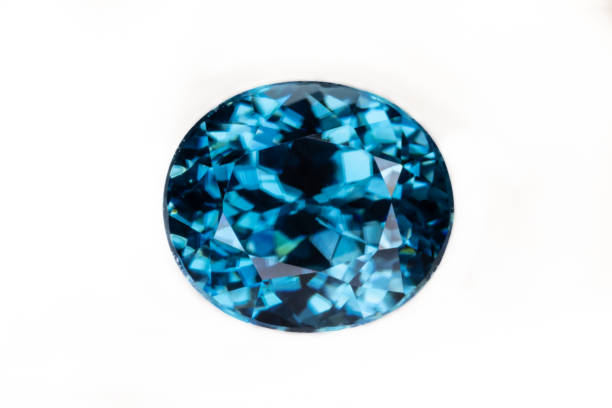 istock Blue Zircon Gemstone, top view. Oval cut, 1.93 carats 1306721932