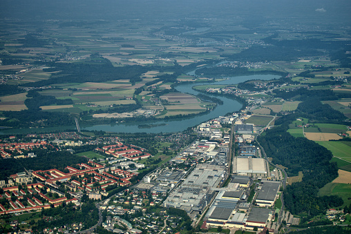 Flight over the city of Steyr in Austria September 12,2020
