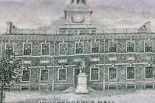 closeup of back side of 100 dollar bill for design purpose