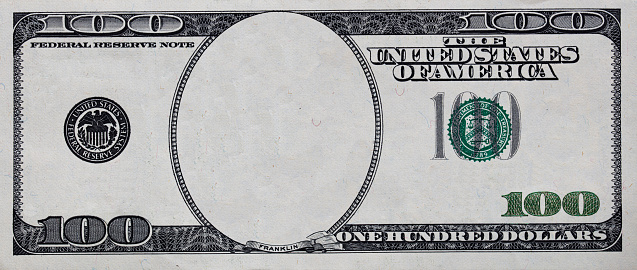 U.S. 100 dollar border with empty middle area for design purpose