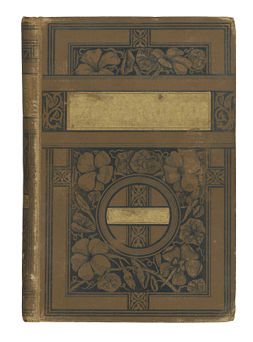 Antique brown hardcover book with an Art Nouveau design.