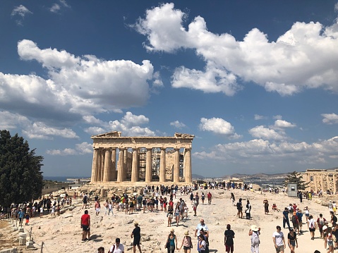 Travel destination, the Parthenon at the acropolis, Athens Greece￼