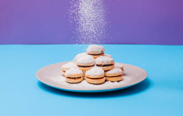 istock Baked Biscuit With Jam Powder With Sugar 1306738059