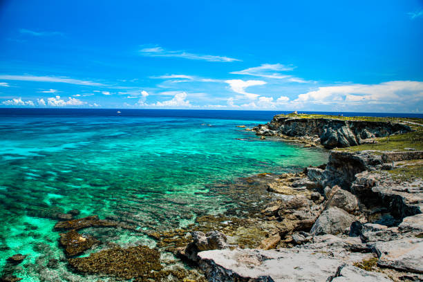 칸쿤의 이슬라 무헤레스 해변 - 멕시코 - isla mujeres mexico beach color image 뉴스 사진 이미지