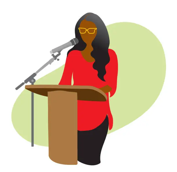 Vector illustration of Conference Speaker With Mic Green