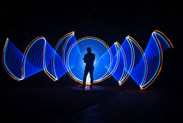 People with beautiful light painting artwork