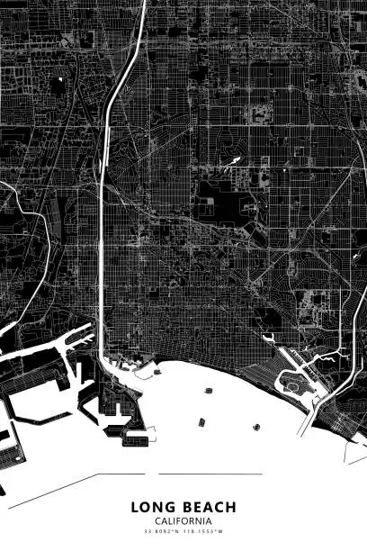 Vector illustration of Long Beach, California USA Vector Map