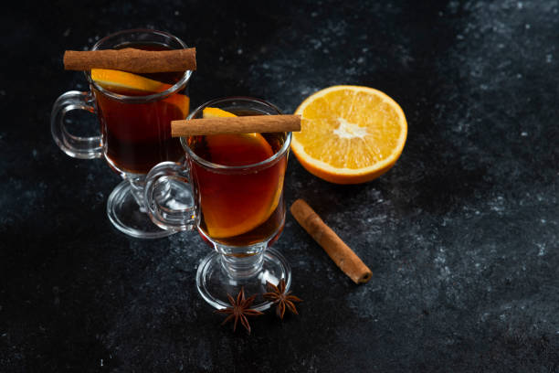 istock Two glass cups with tea and cinnamon sticks 1306765462