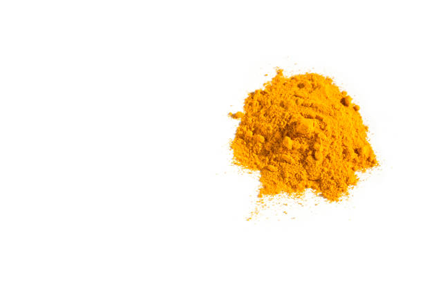 istock Yellow turmeric powder on a white background 1306774821