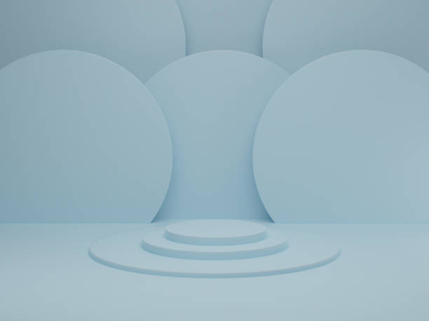 istock Minimal scene with podium on blue pastel background. Geometric shape. 1306787271