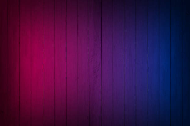 istock Neon light on wood wall texture background. Lighting effect red and blue neon backgrounds. 1306788066