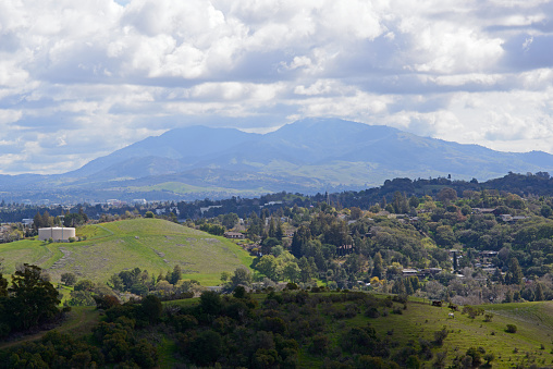 A landscape image of Mt. Diablo and hills in Martinez, California.