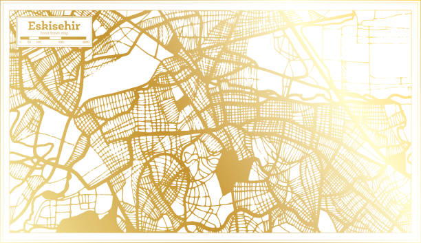 istock Eskisehir Turkey City Map in Retro Style in Golden Color. Outline Map. 1306792404