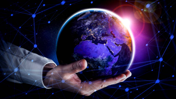 istock Global network connection covering earth with link of innovative perception 1306792769