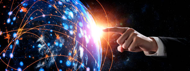 istock Global network connection covering earth with link of innovative perception 1306793323