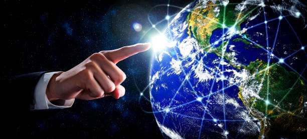 istock Global network connection covering earth with link of innovative perception 1306793369