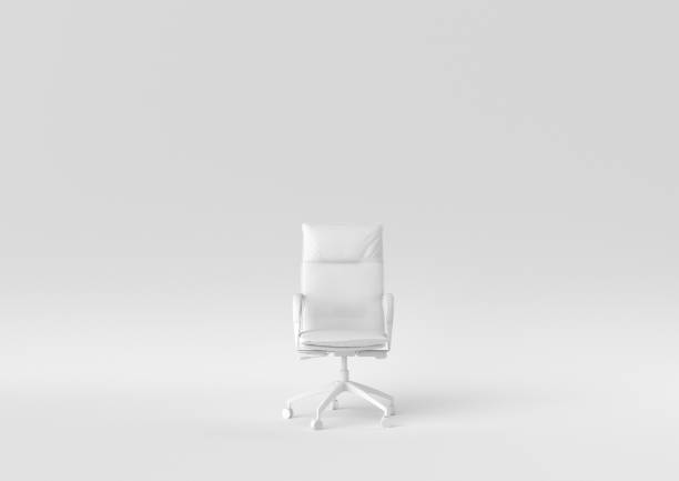 white office chair on white background. minimal concept idea. monochrome. 3d render. white office chair on white background. minimal concept idea. monochrome. 3d render. office chair stock pictures, royalty-free photos & images