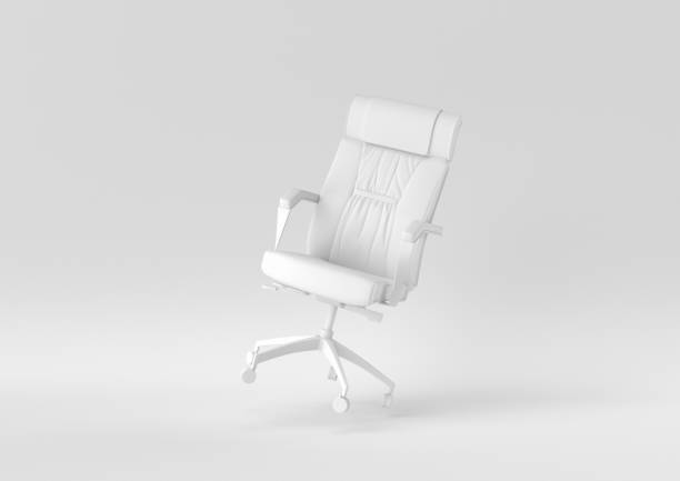 istock white office chair floating on white background. minimal concept idea. monochrome. 3d render. 1306800194