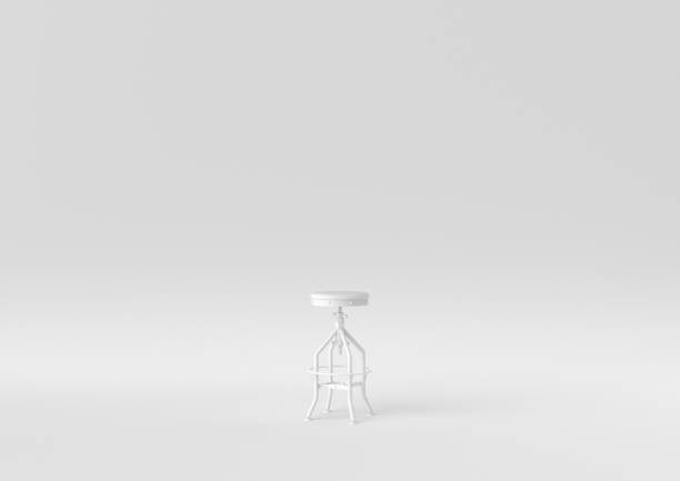 istock white vintage bar stool on white background. minimal concept idea. monochrome. 3d render. 1306800209
