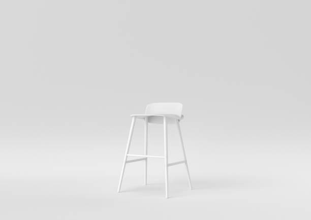 istock white bar stool on white background. minimal concept idea. monochrome. 3d render. 1306800223