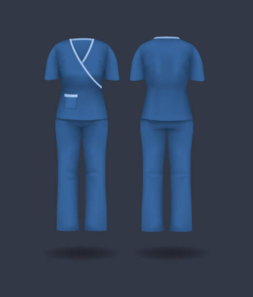istock Realistic woman doctor coat mock up. Empty lab uniform, doctor medical laboratory clothes, hospital professional suit, blouse, nursing uniform isolated mockup vector 1306800324