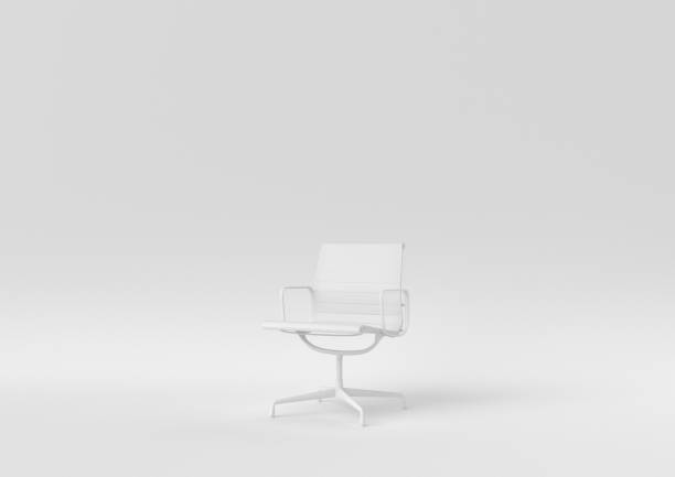 istock white office chair on white background. minimal concept idea. monochrome. 3d render. 1306800423