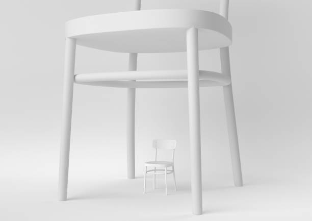 istock white chair showing different competition on white background. minimal concept idea. monochrome. 3d render. 1306800434