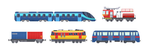 ilustrações, clipart, desenhos animados e ícones de trem de carga com vagões, tanques, carga, cisternas. trem de locomotiva ferroviária com vagão de petróleo, carga de transporte, guindaste ferroviário para elevação de carga, locomotiva de transporte, vetor do metrô - diesel locomotive