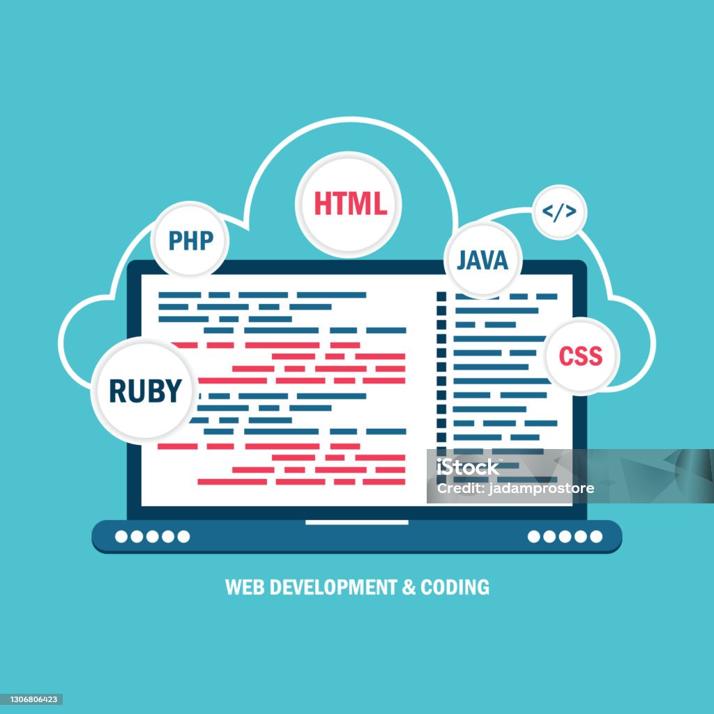 Software Development Concept Programming And Coding Stock Illustration ...