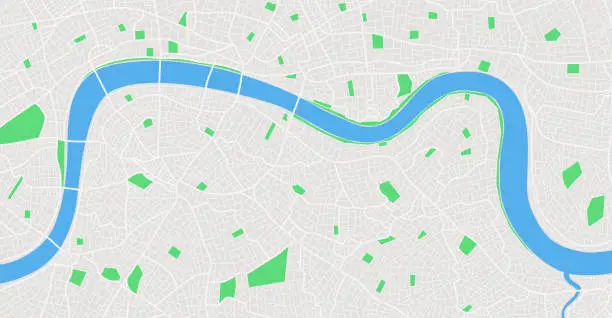 Vector illustration of Vector color map of London. United Kingdom. Blank urban plan of London. Vector.