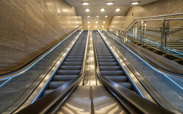 istock Elevated View Of Escalator 1306812195