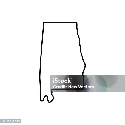 istock Alabama. Map black outline state USA. Vector Illustration. 1306813639