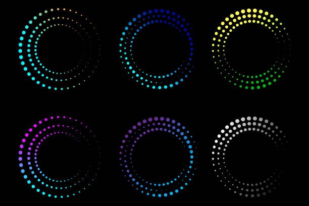 유색 원 점입니다. 로고 디자인. 원형. 기하학적 예술. 선 기호입니다. 스톡 이미지. eps 10. - natural pattern audio stock illustrations