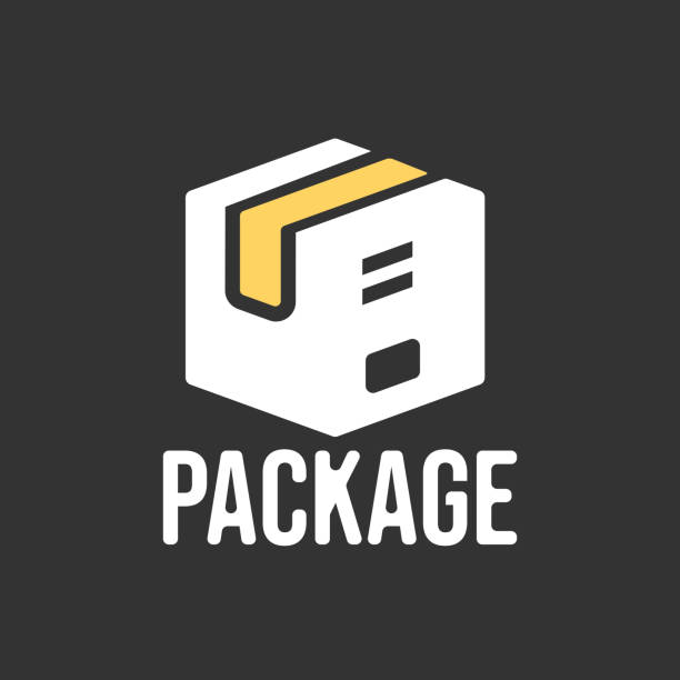 ikona pakietu - black background cardboard box computer icon symbol stock illustrations