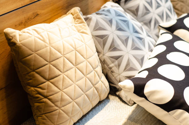 istock Colorful Pillow on a hotel bed 1306829792