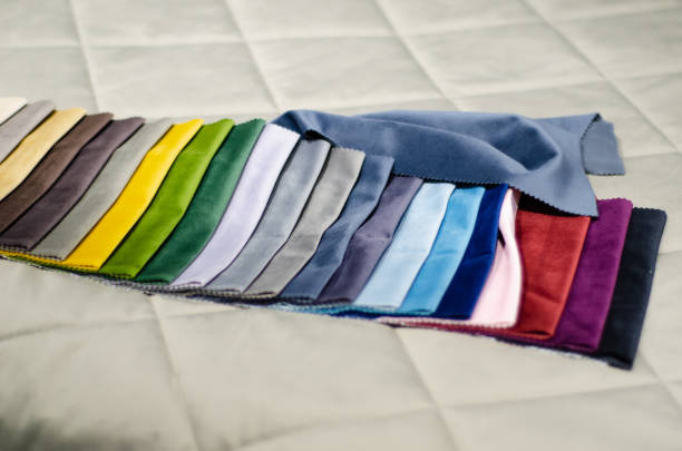 istock Colorful upholstery fabric samples in the store. Types Of Fabrics. 1306829821