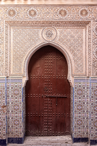 Arab door in the Alhambra palace in Granada, Andalusia