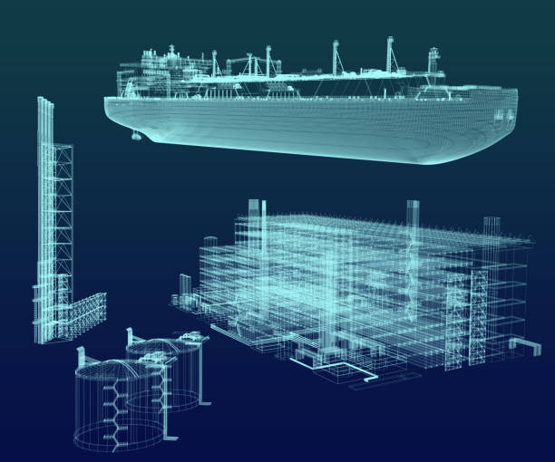 istock Set of LNG schemes. 3d-rendering 1306838379