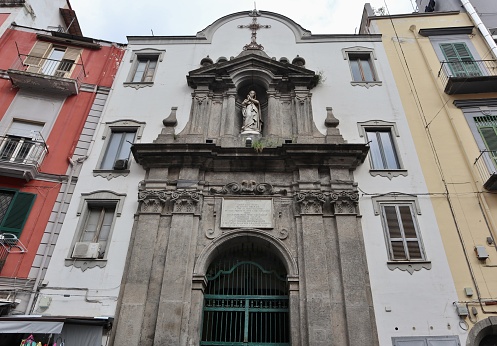 Naples, Campania, Italy - March 5, 2021: Monumental eighteenth-century church dedicated to Mary founded in the fourteenth century in Via Vergini