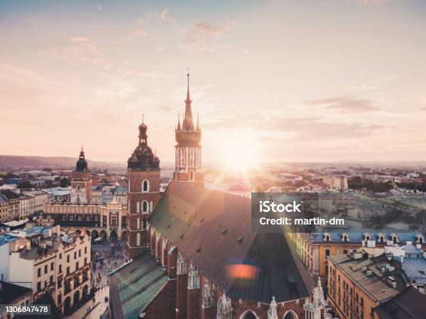 Old Town Of Krakow Stock Photo - Download Image Now - Krakow, St. Mary's Church - Krakow, Architecture