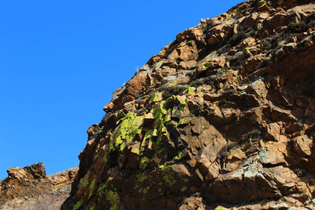 istock Lichen Covered Rock on Top of Cliff against Blue Sky 1306851105