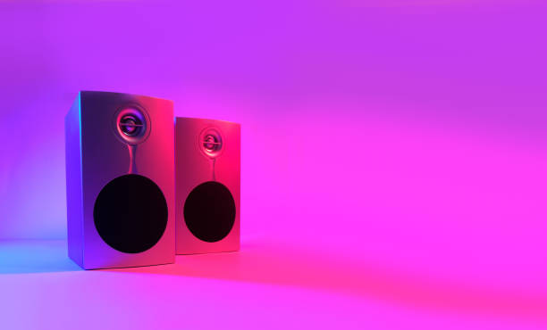 istock music speakers in neon color 1306860012