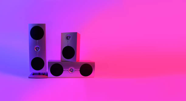 istock music speakers in neon color 1306860016