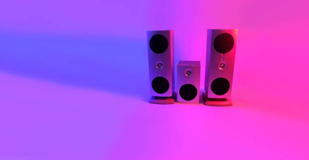 istock music speakers in neon color 1306860020