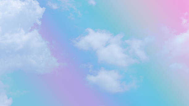 istock beauty smooth soft pastel with white fluffy clouds on sky. multi color rainbow image 1306860880
