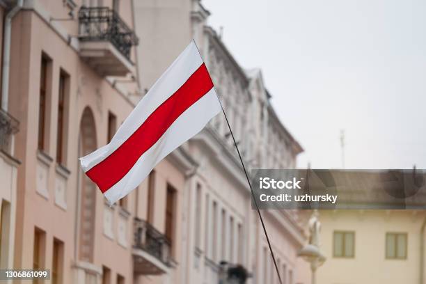 Flag Of Belarus White Red White Stock Photo - Download Image Now - Belarus, Protest, City