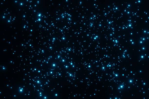 istock abstract Glittering shining blue Particles on black background 3D rendering 1306861269