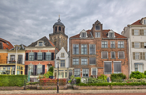 Ancient Dutch houses and chruch in the city center of Nijmegen